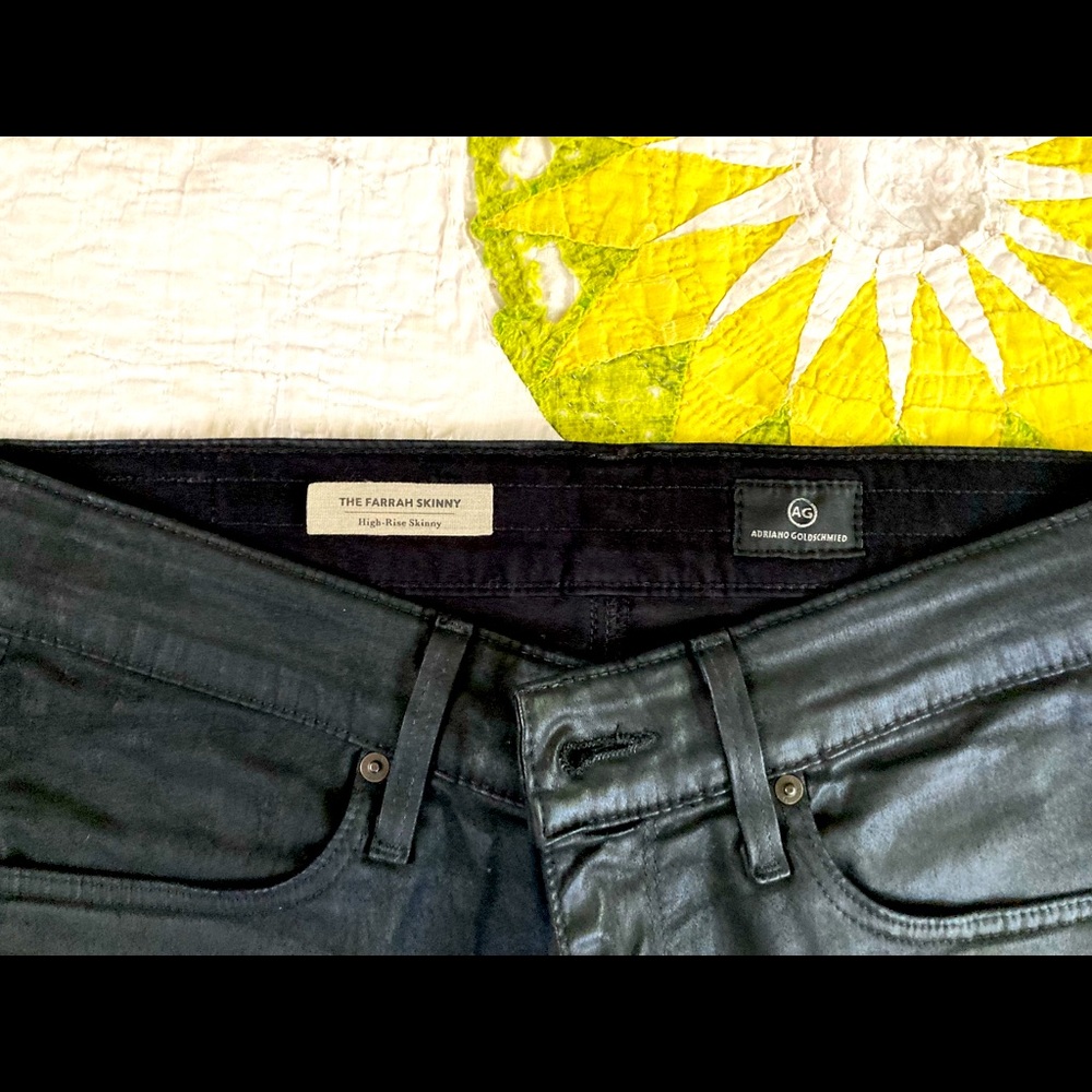 AG the Farrah Skinny, black (leather-look), size 27